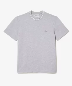 Lacoste T-Shirts>Herren T-Shirt Mit Logo Am Kragen Heidekraut Grau Cca