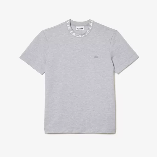 Lacoste T-Shirts>Herren T-Shirt Mit Logo Am Kragen Heidekraut Grau Cca