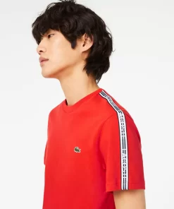 Lacoste T-Shirts>Herren T-Shirt Mit Logostreifen Rot S5H