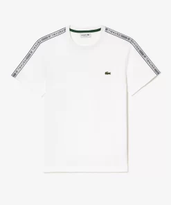 Lacoste T-Shirts>Herren T-Shirt Mit Logostreifen Weis 001