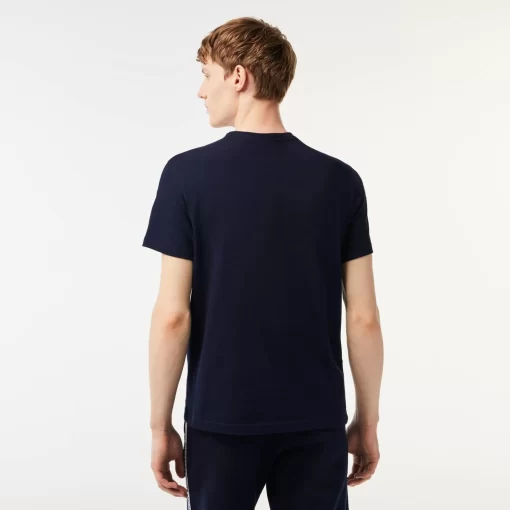 Lacoste T-Shirts>Herren T-Shirt Mit Logostreifen Navy Blau 166