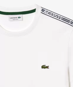 Lacoste T-Shirts>Herren T-Shirt Mit Logostreifen Weis 001