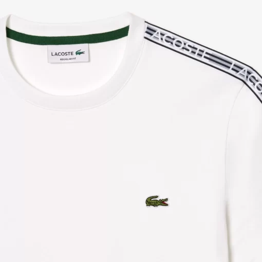 Lacoste T-Shirts>Herren T-Shirt Mit Logostreifen Weis 001