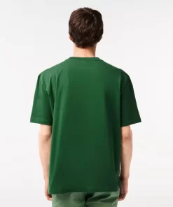 Lacoste T-Shirts>Herren T-Shirt Mit Rundhals Und Aufdruck Grun 132