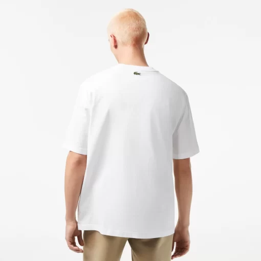 Lacoste T-Shirts>Herren T-Shirt Mit Rundhals Und Krokodil-Aufdruck Weis 001