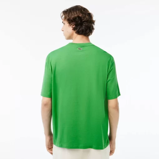 Lacoste T-Shirts>Herren T-Shirt Mit Rundhals Und Krokodil-Aufdruck Grun Siw