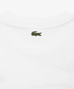 Lacoste T-Shirts>Herren T-Shirt Mit Rundhals Und Krokodil-Aufdruck Weis 001