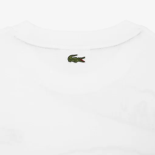 Lacoste T-Shirts>Herren T-Shirt Mit Rundhals Und Krokodil-Aufdruck Weis 001