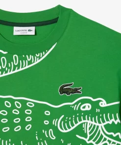 Lacoste T-Shirts>Herren T-Shirt Mit Rundhals Und Krokodil-Aufdruck Grun Siw