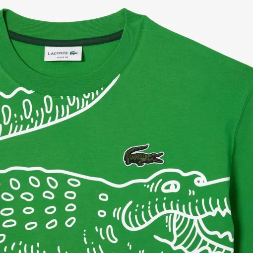 Lacoste T-Shirts>Herren T-Shirt Mit Rundhals Und Krokodil-Aufdruck Grun Siw