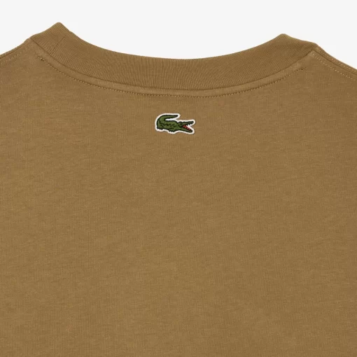 Lacoste T-Shirts>Herren T-Shirt Mit Rundhals Und Krokodil-Aufdruck Braun Six