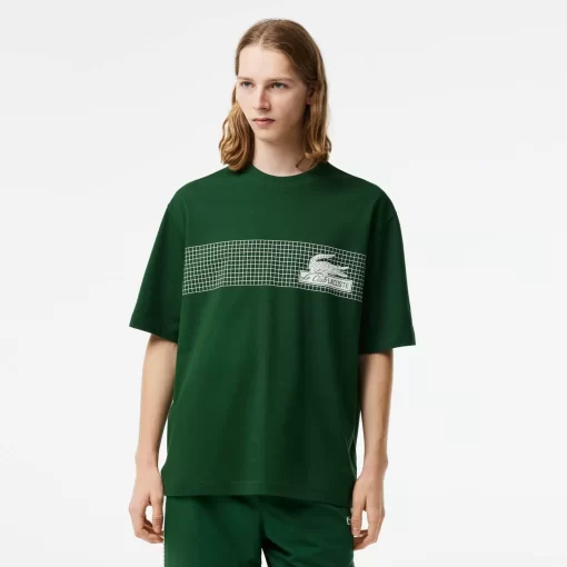 Lacoste T-Shirts>Herren T-Shirt Mit Tennis-Aufdruck Grun 132