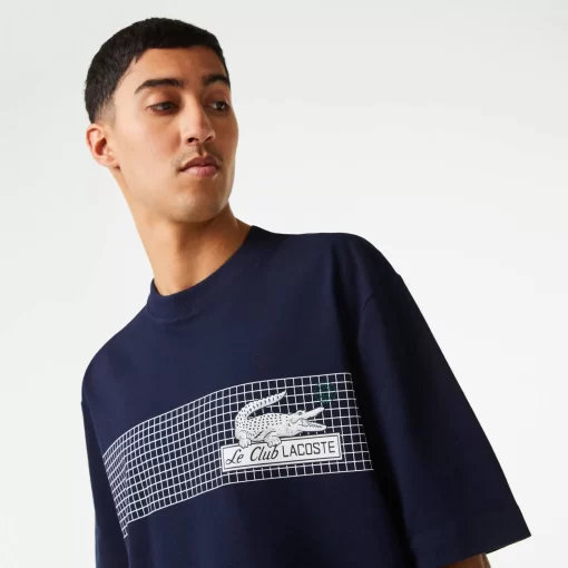 Lacoste T-Shirts>Herren T-Shirt Mit Tennis-Aufdruck Navy Blau 166