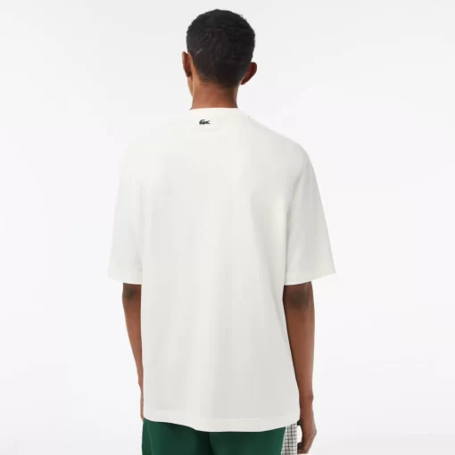 Lacoste T-Shirts>Herren T-Shirt Mit Tennis-Aufdruck Weis 70V