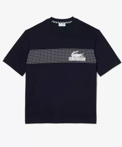 Lacoste T-Shirts>Herren T-Shirt Mit Tennis-Aufdruck Navy Blau 166