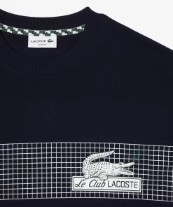 Lacoste T-Shirts>Herren T-Shirt Mit Tennis-Aufdruck Navy Blau 166