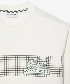 Lacoste T-Shirts>Herren T-Shirt Mit Tennis-Aufdruck Weis 70V