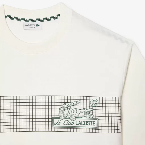 Lacoste T-Shirts>Herren T-Shirt Mit Tennis-Aufdruck Weis 70V