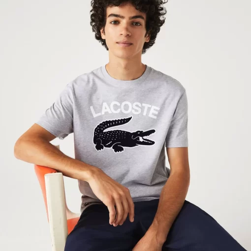 Lacoste T-Shirts>Herren T-Shirt Mit Xl-Krokodilaufdruck Heidekraut Grau Cca