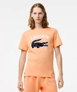 Lacoste T-Shirts>Herren T-Shirt Mit Xl-Krokodilaufdruck Hell Orange Heb