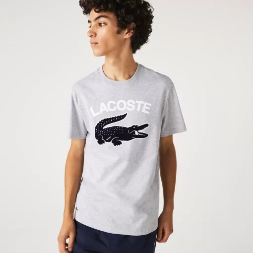 Lacoste T-Shirts>Herren T-Shirt Mit Xl-Krokodilaufdruck Heidekraut Grau Cca