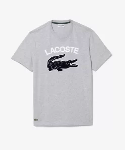 Lacoste T-Shirts>Herren T-Shirt Mit Xl-Krokodilaufdruck Heidekraut Grau Cca