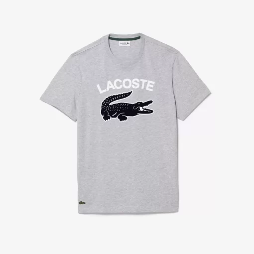 Lacoste T-Shirts>Herren T-Shirt Mit Xl-Krokodilaufdruck Heidekraut Grau Cca