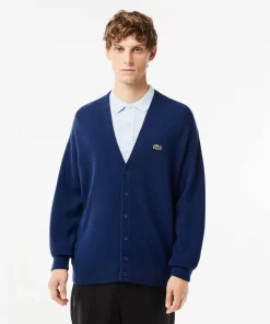 Lacoste Pullover>Herren Woll-Cardigan Mit Ton-In-Ton Knopfen Navy Blau F9F