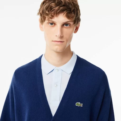 Lacoste Pullover>Herren Woll-Cardigan Mit Ton-In-Ton Knopfen Navy Blau F9F