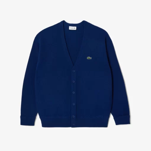 Lacoste Pullover>Herren Woll-Cardigan Mit Ton-In-Ton Knopfen Navy Blau F9F