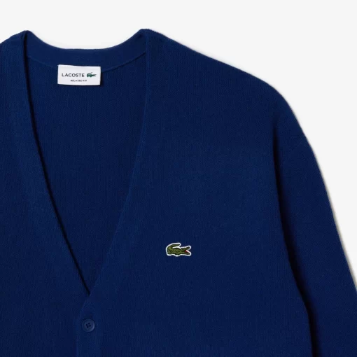 Lacoste Pullover>Herren Woll-Cardigan Mit Ton-In-Ton Knopfen Navy Blau F9F