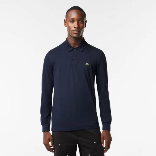 Lacoste Poloshirts>Herren Poloshirt Aus Bio-Baumwolle Navy Blau 166