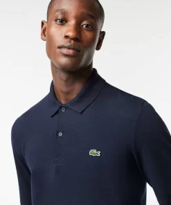 Lacoste Poloshirts>Herren Poloshirt Aus Bio-Baumwolle Navy Blau 166