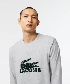 Lacoste Unterwäsche & Loungewear>Herren Pyjama-Set Lang Mit Samt-Logo Navy Blau / Heidekraut Grau / Grun Vxd