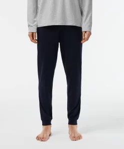 Lacoste Unterwäsche & Loungewear>Herren Pyjama-Set Lang Mit Samt-Logo Navy Blau / Heidekraut Grau / Grun Vxd