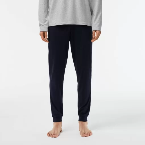 Lacoste Unterwäsche & Loungewear>Herren Pyjama-Set Lang Mit Samt-Logo Navy Blau / Heidekraut Grau / Grun Vxd