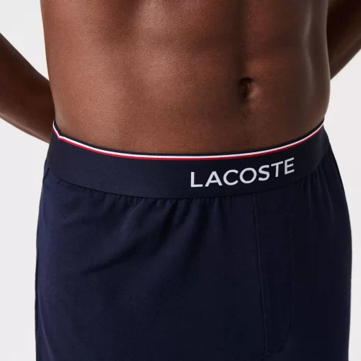 Lacoste Unterwäsche & Loungewear>Herren Pyjama-Set Mit Colourblock Aus Baumwolle Heidekraut Grau / Navy Blau / Weis / Rot 4Ty