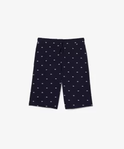 Lacoste Unterwäsche & Loungewear>Herren Pyjama-Shorts Aus Baumwolljersey Mit Krokodilaufdruck Navy Blau / Weis 525