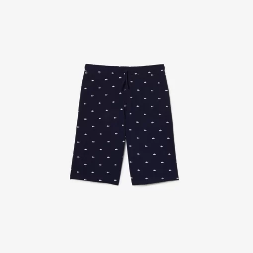 Lacoste Unterwäsche & Loungewear>Herren Pyjama-Shorts Aus Baumwolljersey Mit Krokodilaufdruck Navy Blau / Weis 525