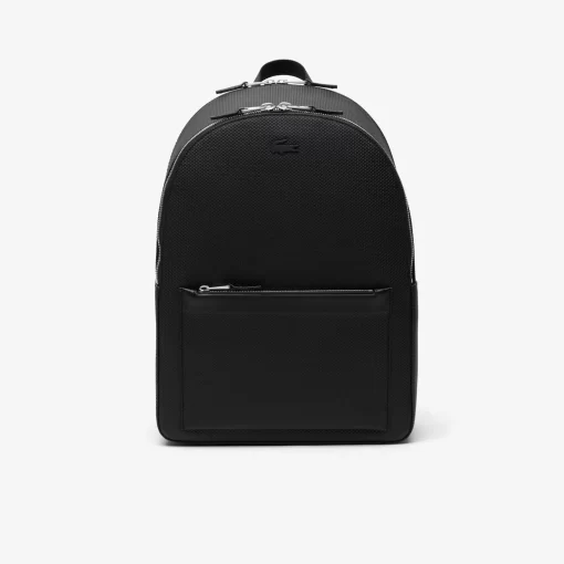 Lacoste Rucksäcke>Herren Rucksack Chantaco Aus Mattem Gelochten Leder Black 000