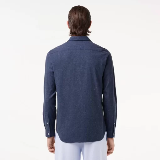 Lacoste Hemden>Herren Slim Fit Baumwoll Chambray-Hemd Navy Blau / Weis Hhw