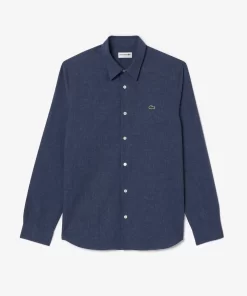 Lacoste Hemden>Herren Slim Fit Baumwoll Chambray-Hemd Navy Blau / Weis Hhw