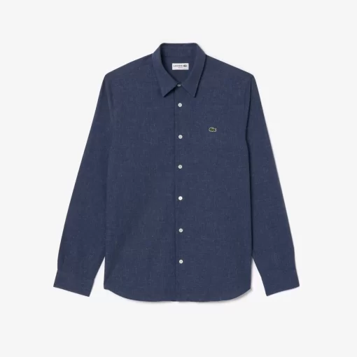 Lacoste Hemden>Herren Slim Fit Baumwoll Chambray-Hemd Navy Blau / Weis Hhw