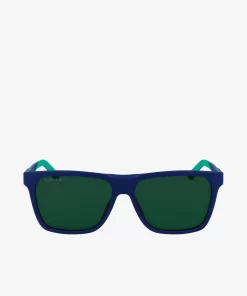 Lacoste Sonnenbrillen>Herren Sonnenbrille Mit Eckigem Croc-Kunststoffrahmen Matte Blue 401