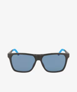 Lacoste Sonnenbrillen>Herren Sonnenbrille Mit Eckigem Croc-Kunststoffrahmen Matte Black 002