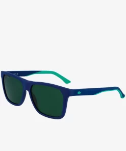 Lacoste Sonnenbrillen>Herren Sonnenbrille Mit Eckigem Croc-Kunststoffrahmen Matte Blue 401