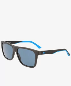 Lacoste Sonnenbrillen>Herren Sonnenbrille Mit Eckigem Croc-Kunststoffrahmen Matte Black 002