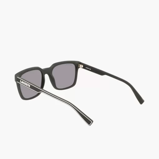 Lacoste Sonnenbrillen>Herren Sonnenbrille Mit Eckigem Kunststoffrahmen Matte Black 002