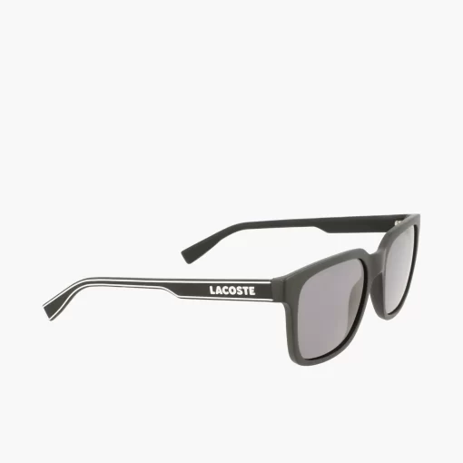 Lacoste Sonnenbrillen>Herren Sonnenbrille Mit Eckigem Kunststoffrahmen Matte Black 002