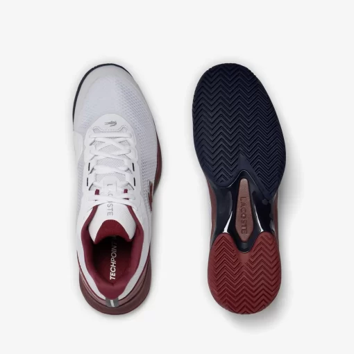 Lacoste Tennis>Herren Tennisschuhe Tech Point Aus Textil Wht/Burg 2G1